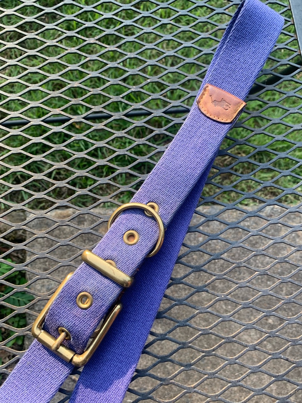 Vintage Ralph Lauren 1992 Unisex Blue Canvas Belt with Brass Hardware